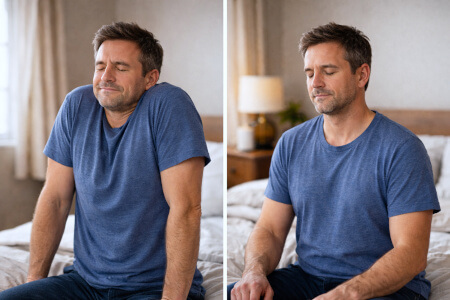 oefening schouderlift tegen nekpijn bij stress